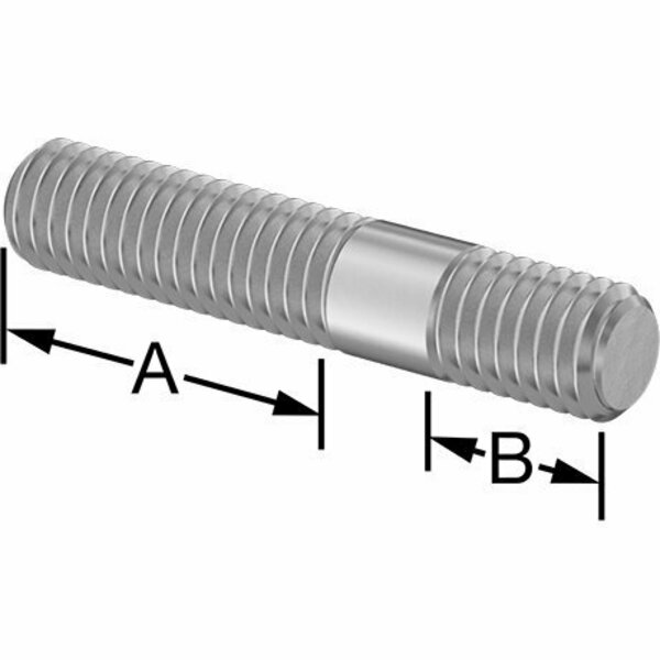 Bsc Preferred 18-8 Stainless Steel Threaded on Both Ends Stud M6 x 1.00mm Size 18mm and 8mm Thread Len 32mm Long 92997A813